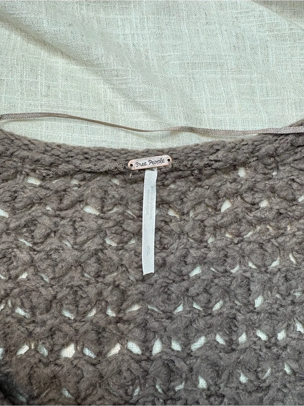 Free People Crashing Waves Pullover Sweater Sz Small Cocoa Brown Open Knit Boho